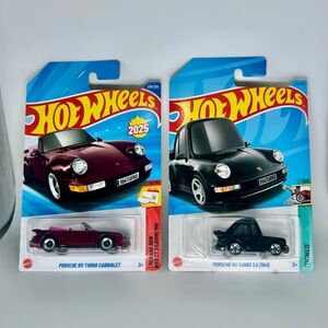 Hot Wheels Porsche Lot of 2x - Porsche 911 Turbo Cabriolet Red & 911 Carrera NEW